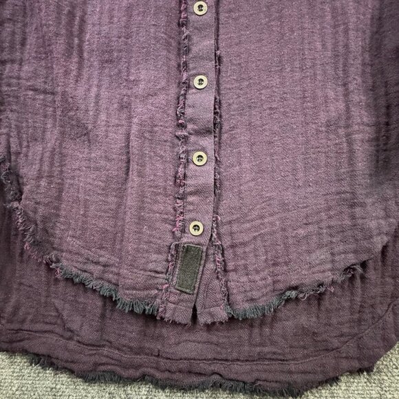 We the Free People Venice Oversized Linen Button Down Shirt Top Sz XS Burgundy - Picture 4 of 11